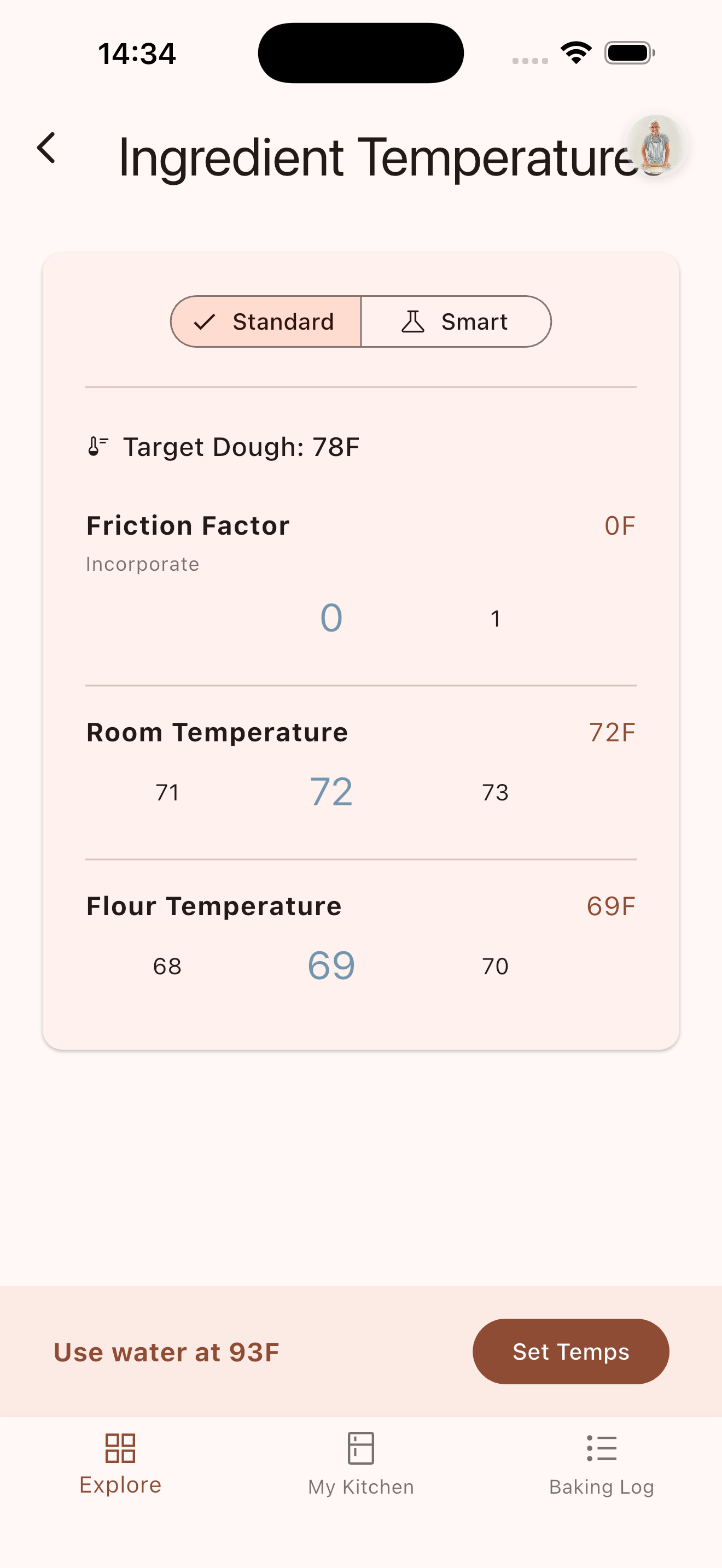 Standard temperature calculation mode